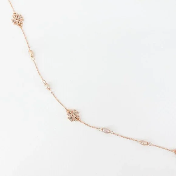 Tory Burch Gemstones and Pearl Necklace Rose Gold OS - Picture 8 of 12